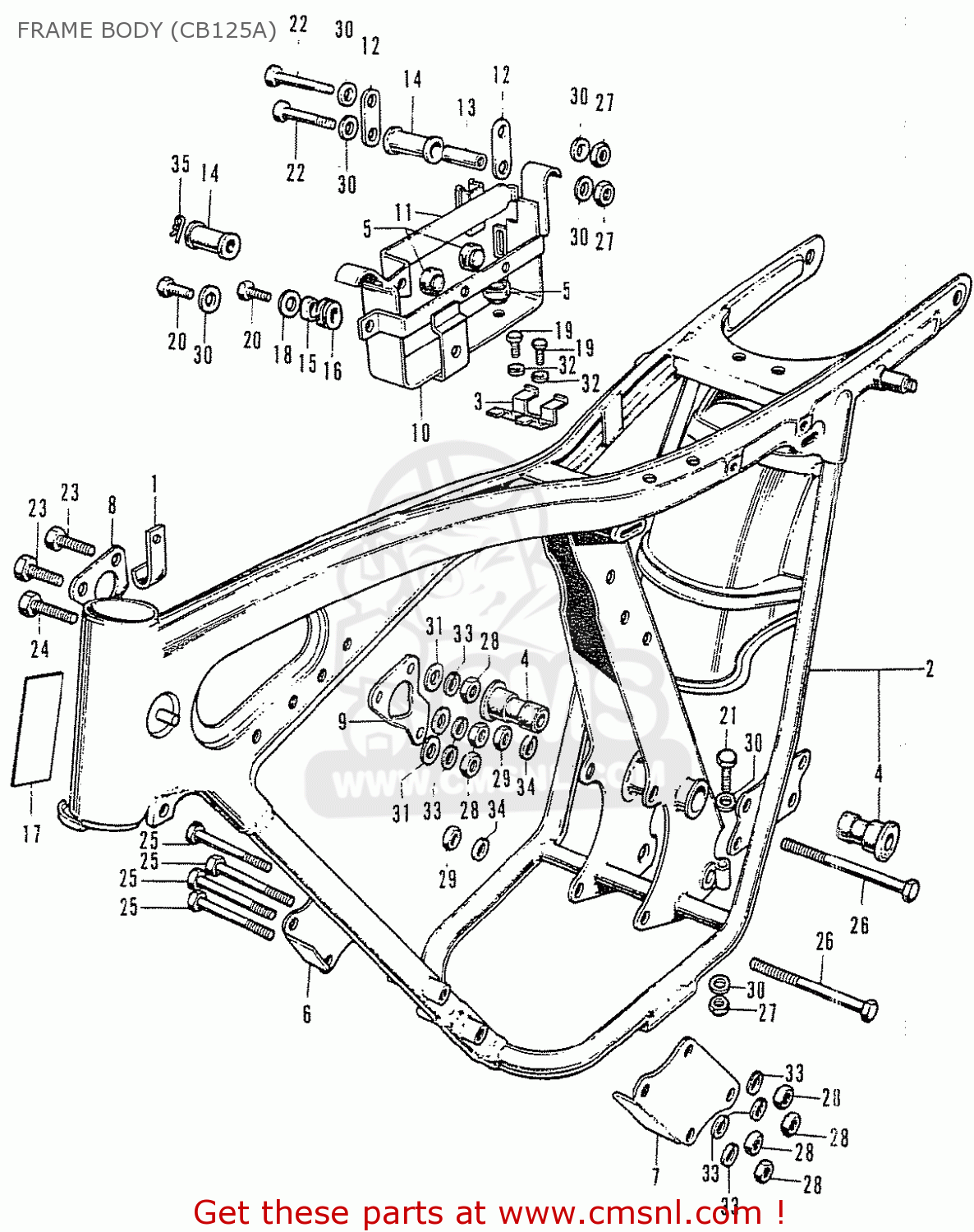 Honda Cb125ak3 Frame Body (cb125a) - schematic partsfiche