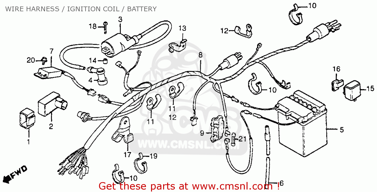 Honda CB125S 1984 (E) USA WIRE HARNESS / IGNITION COIL ... honda z50r wiring 