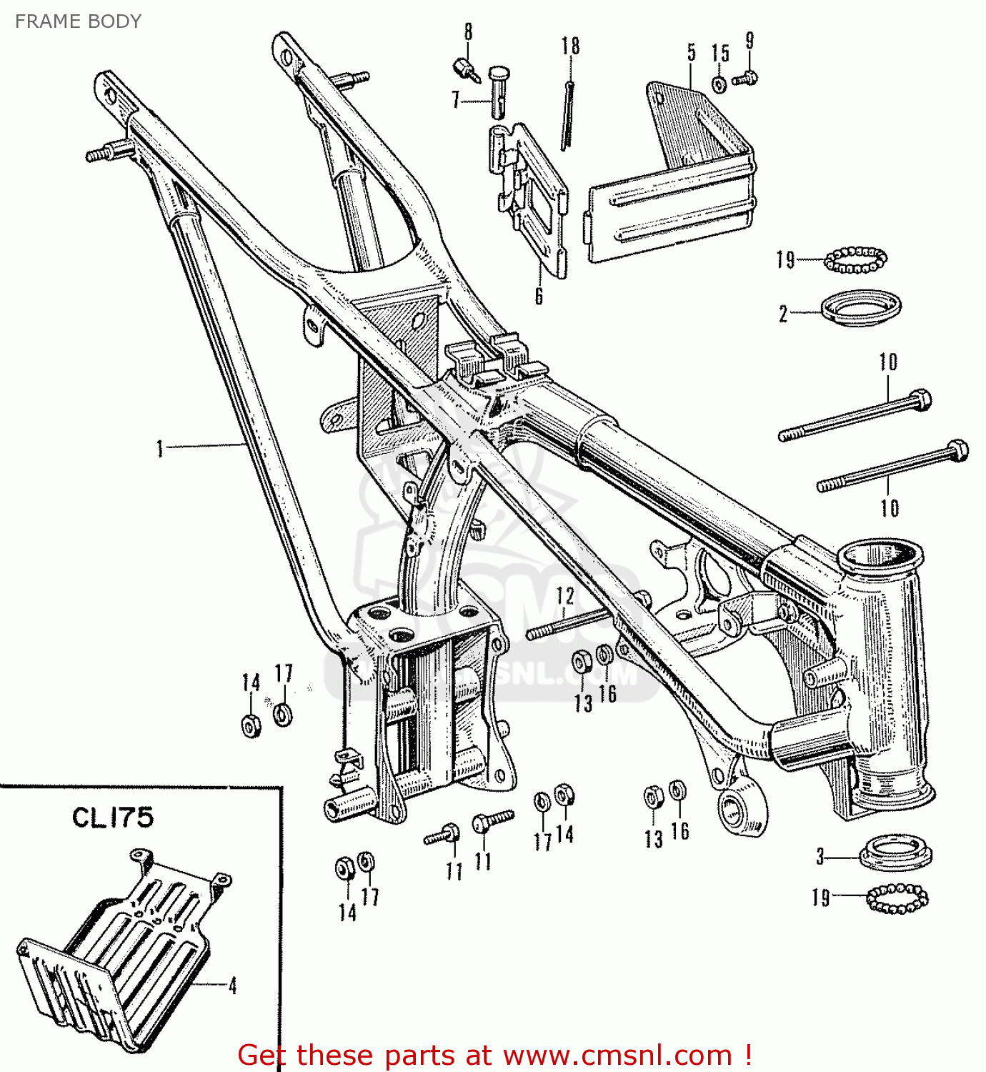 Honda CB175K0 SUPER SPORT FRAME BODY - buy FRAME BODY spares online