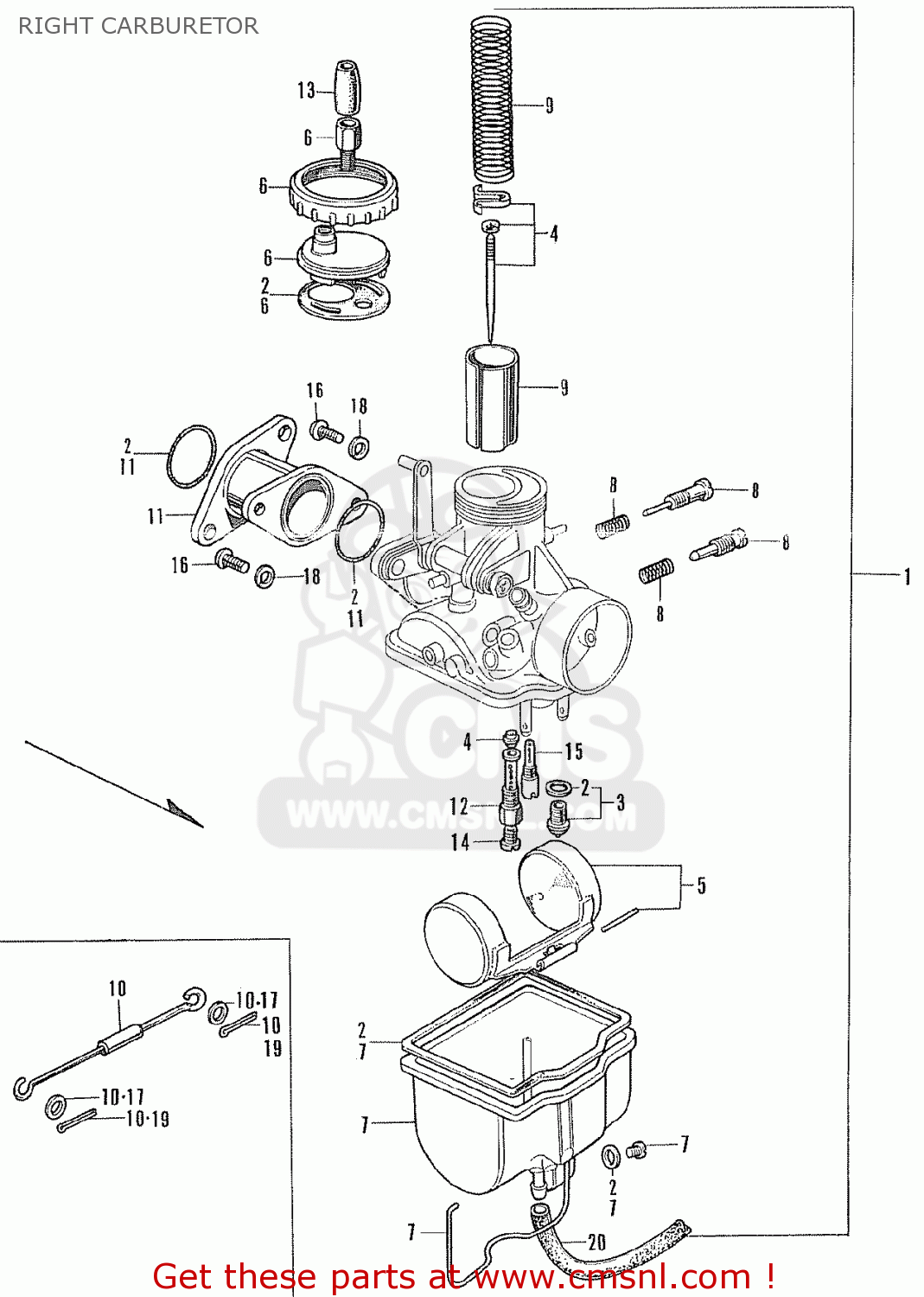 Honda Cb175k3 Super Sport General Export Right Carburetor - Buy Right 