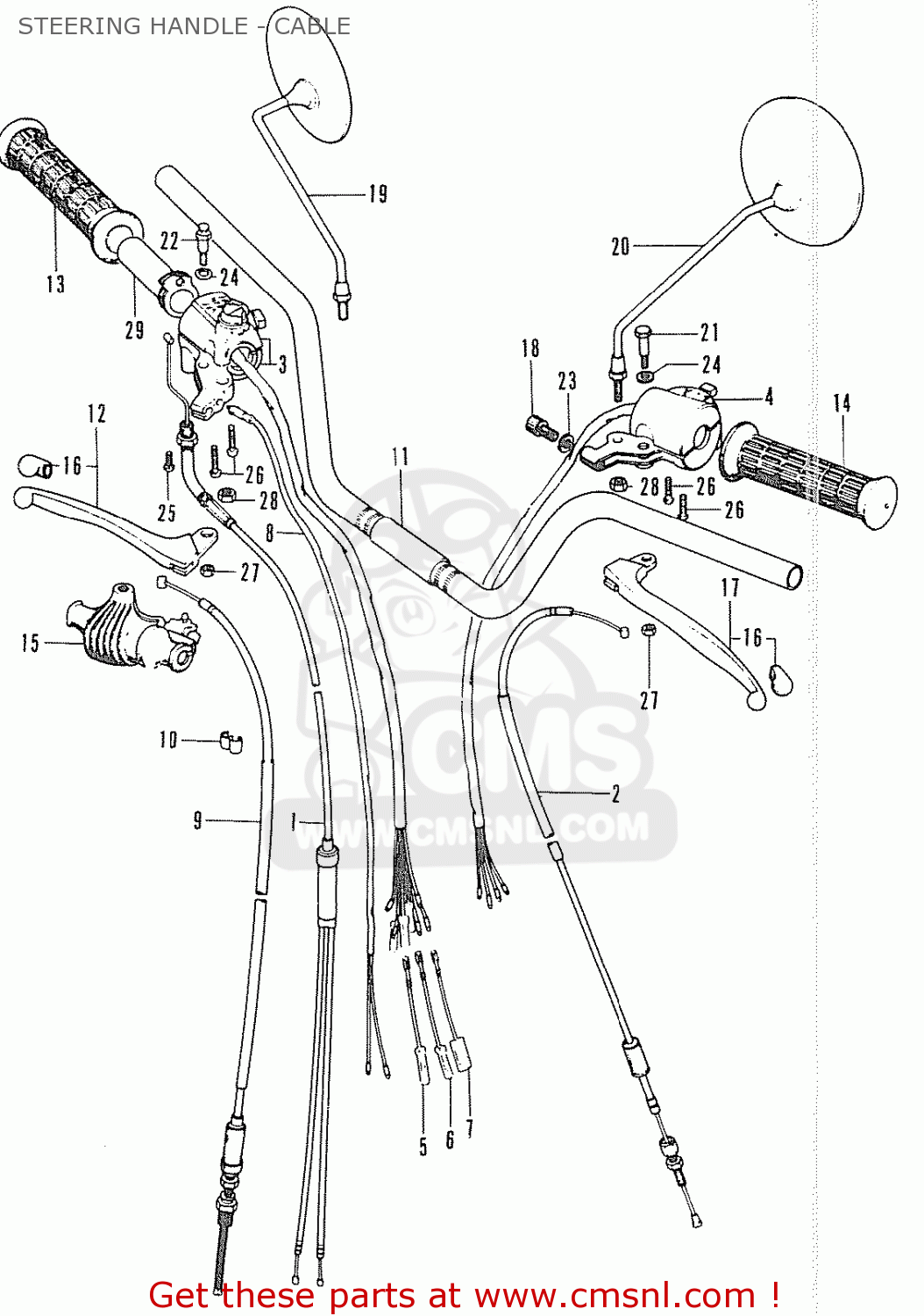 Honda CB200 ENGLAND STEERING HANDLE - CABLE - buy STEERING HANDLE ...