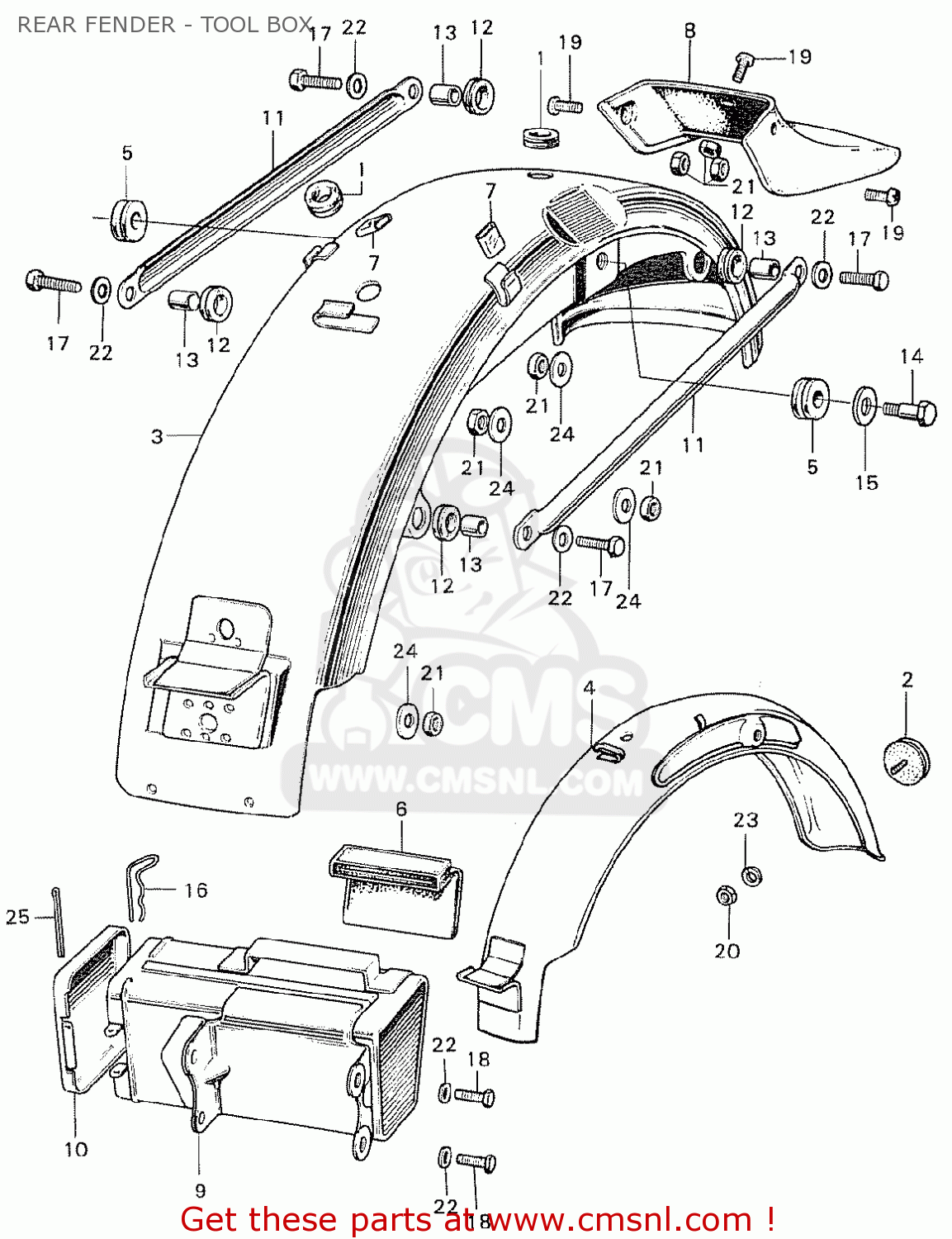 Honda CB250K0 ENGLAND REAR FENDER - TOOL BOX - buy REAR FENDER - TOOL ...