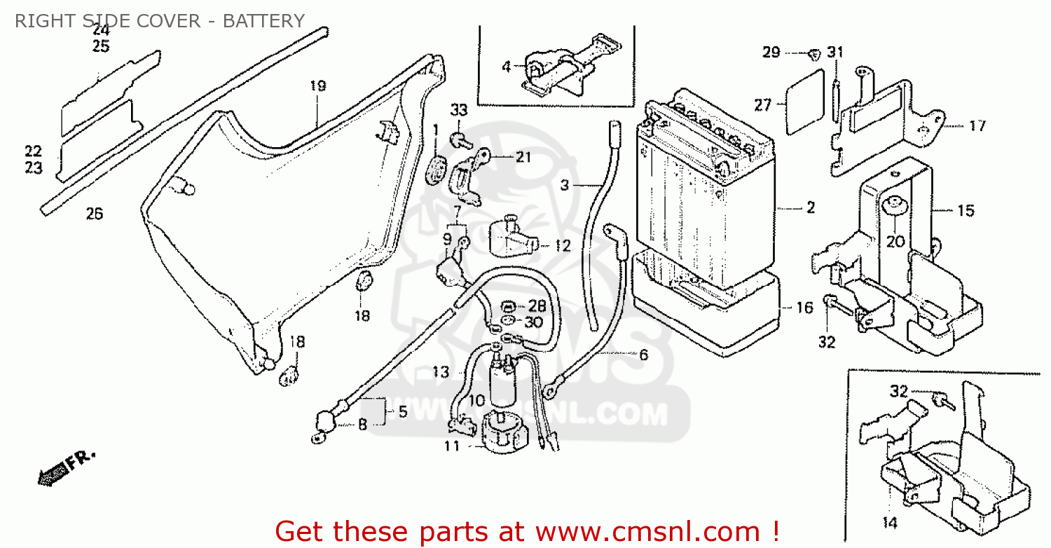 Honda CB250N 1981 (B) AUSTRALIA RIGHT SIDE COVER - BATTERY - buy RIGHT ...