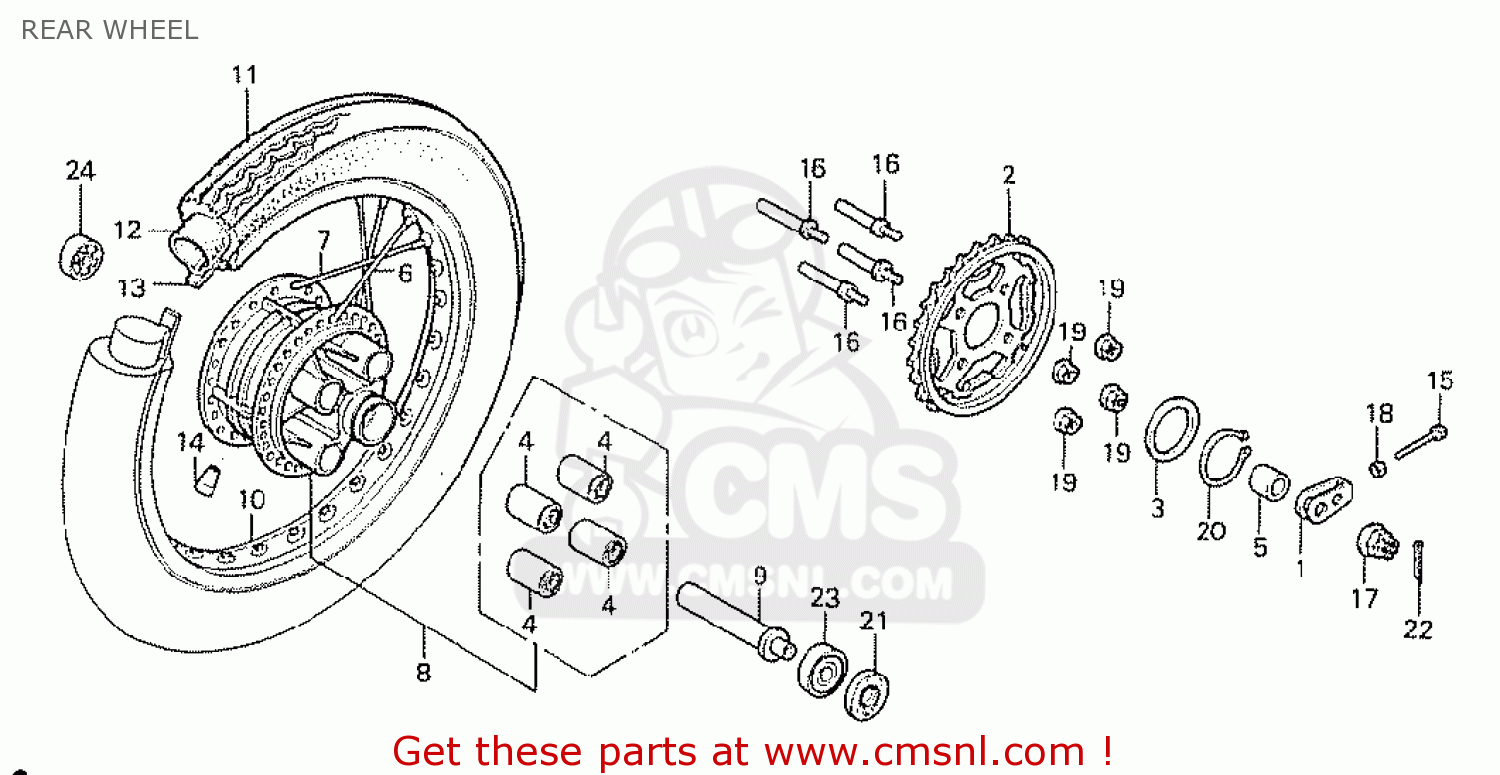 Honda CB250RS 1980 (A) AUSTRALIA REAR WHEEL - buy REAR WHEEL spares online