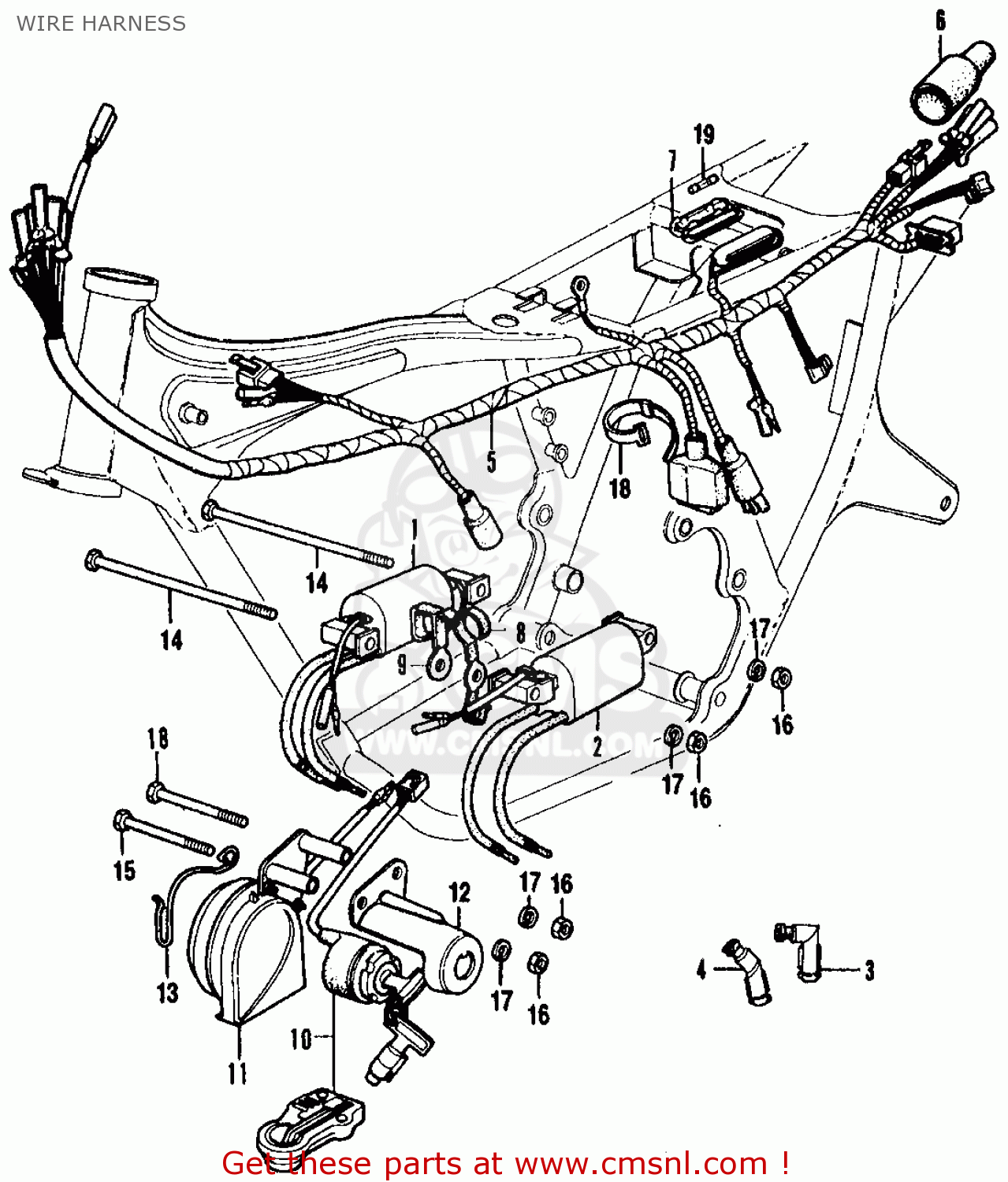 Honda CB350F FOUR 1972 USA WIRE HARNESS - buy WIRE HARNESS spares online