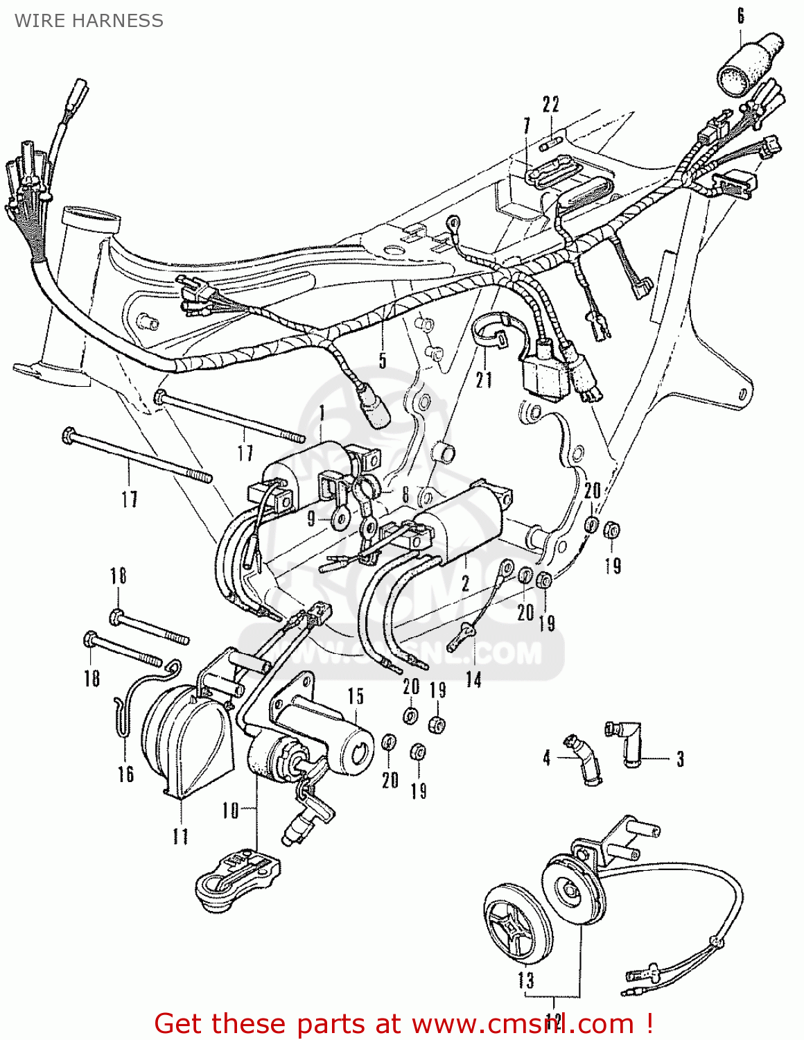 Honda CB350F FOUR FRANCE WIRE HARNESS - buy WIRE HARNESS spares online