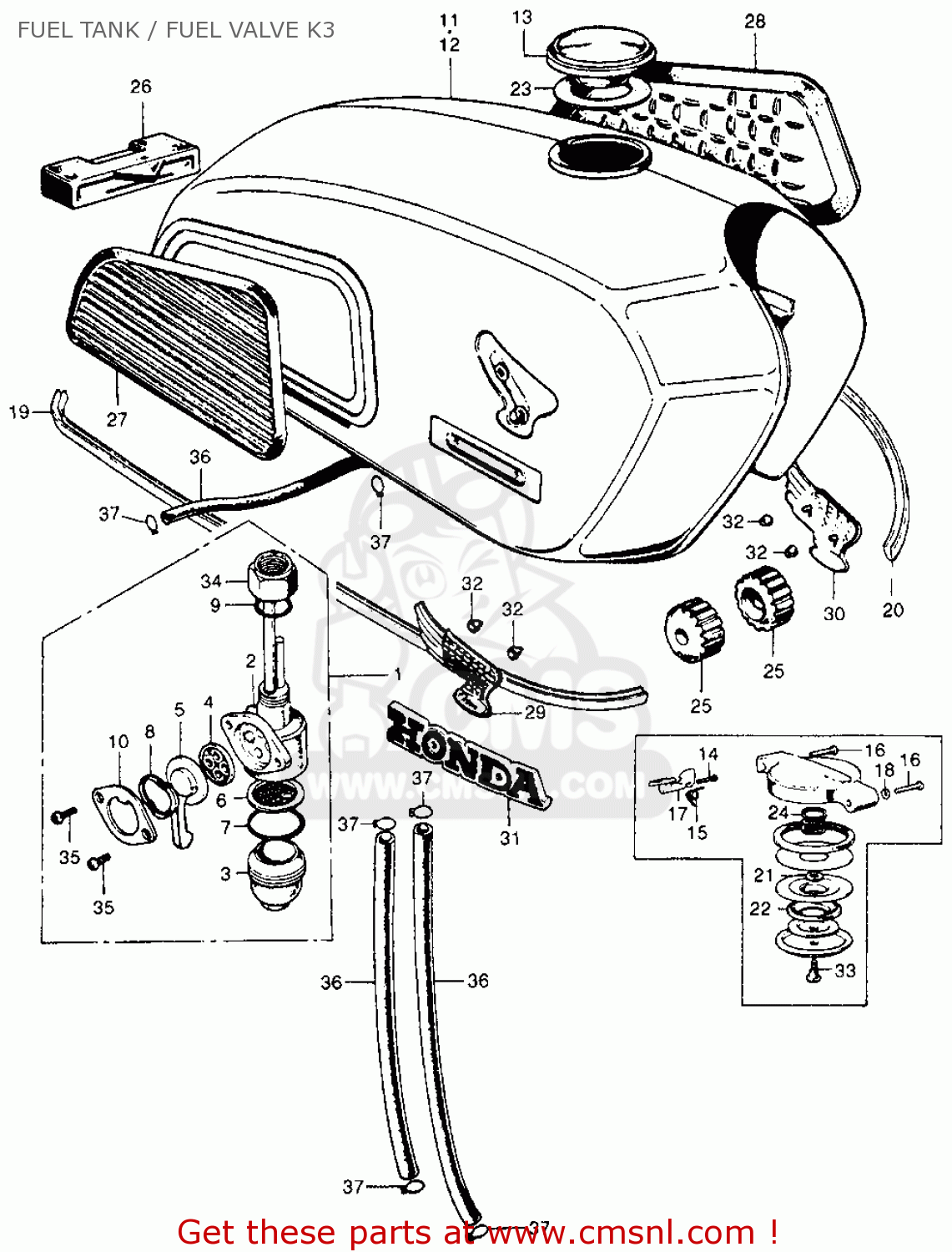 Honda Honda CB350K3 SUPER SPORT 1971 USA parts lists and schematics