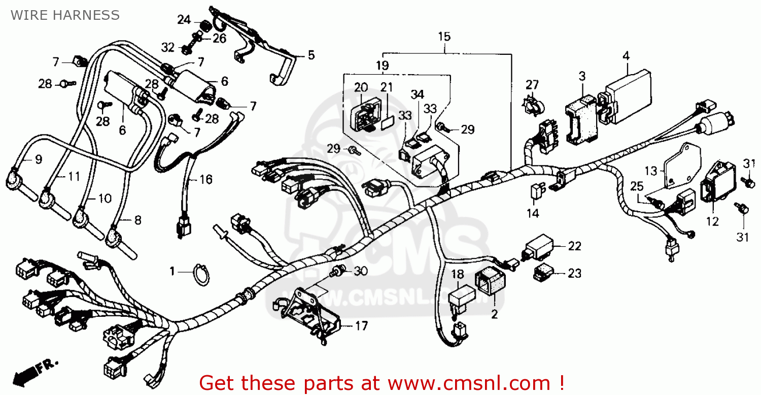 Honda Cb400f Cb1 1989 (k) Usa Wire Harness - schematic ... yamaha zuma ignition wiring diagram 