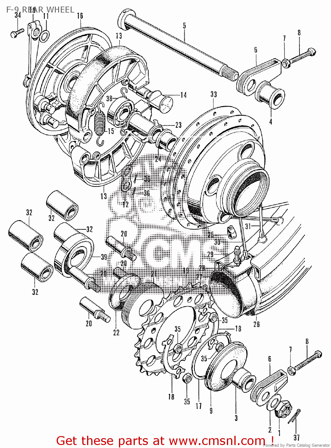Honda CB450 F9 REAR WHEEL buy F9 REAR WHEEL spares online