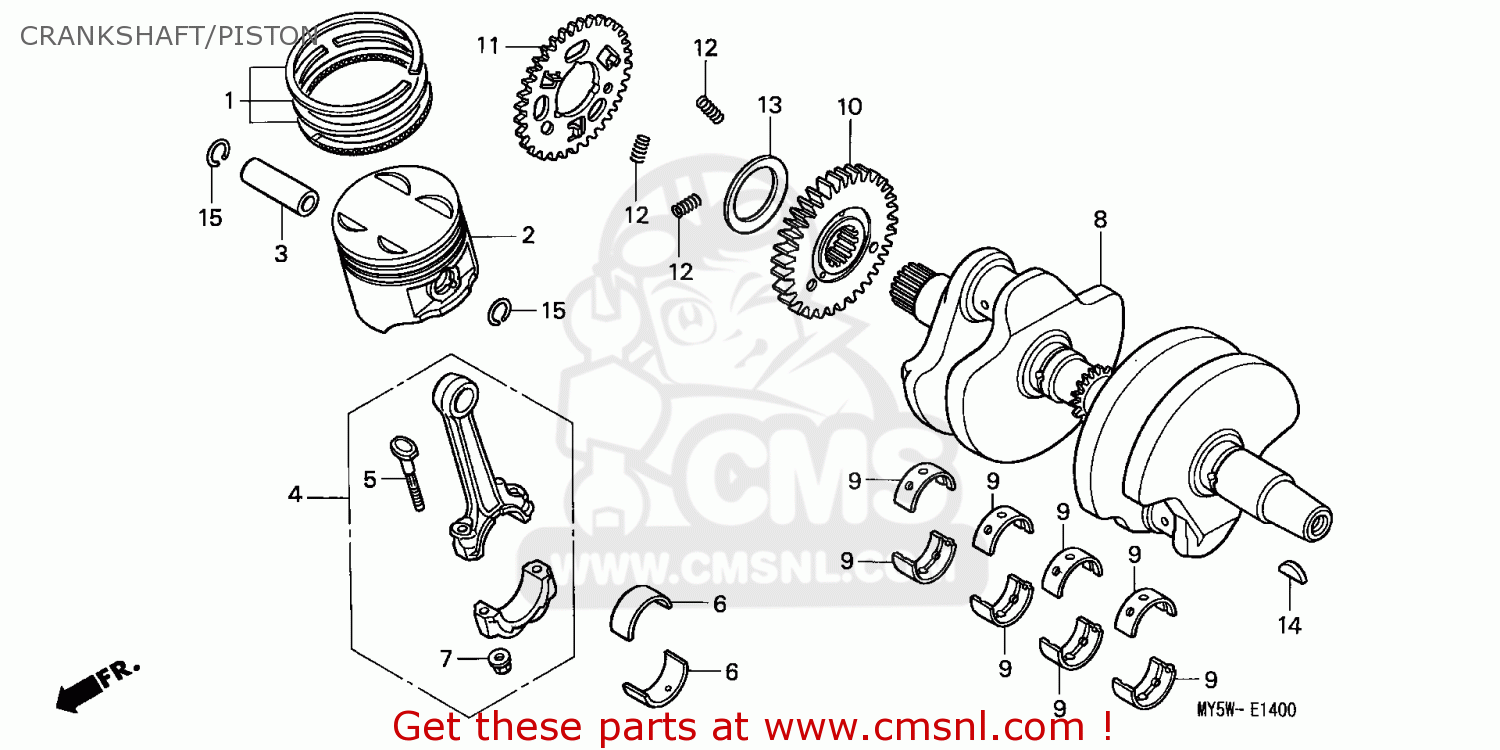 Honda CB500 1996 (T) GERMANY CRANKSHAFT/PISTON - buy CRANKSHAFT/PISTON ...