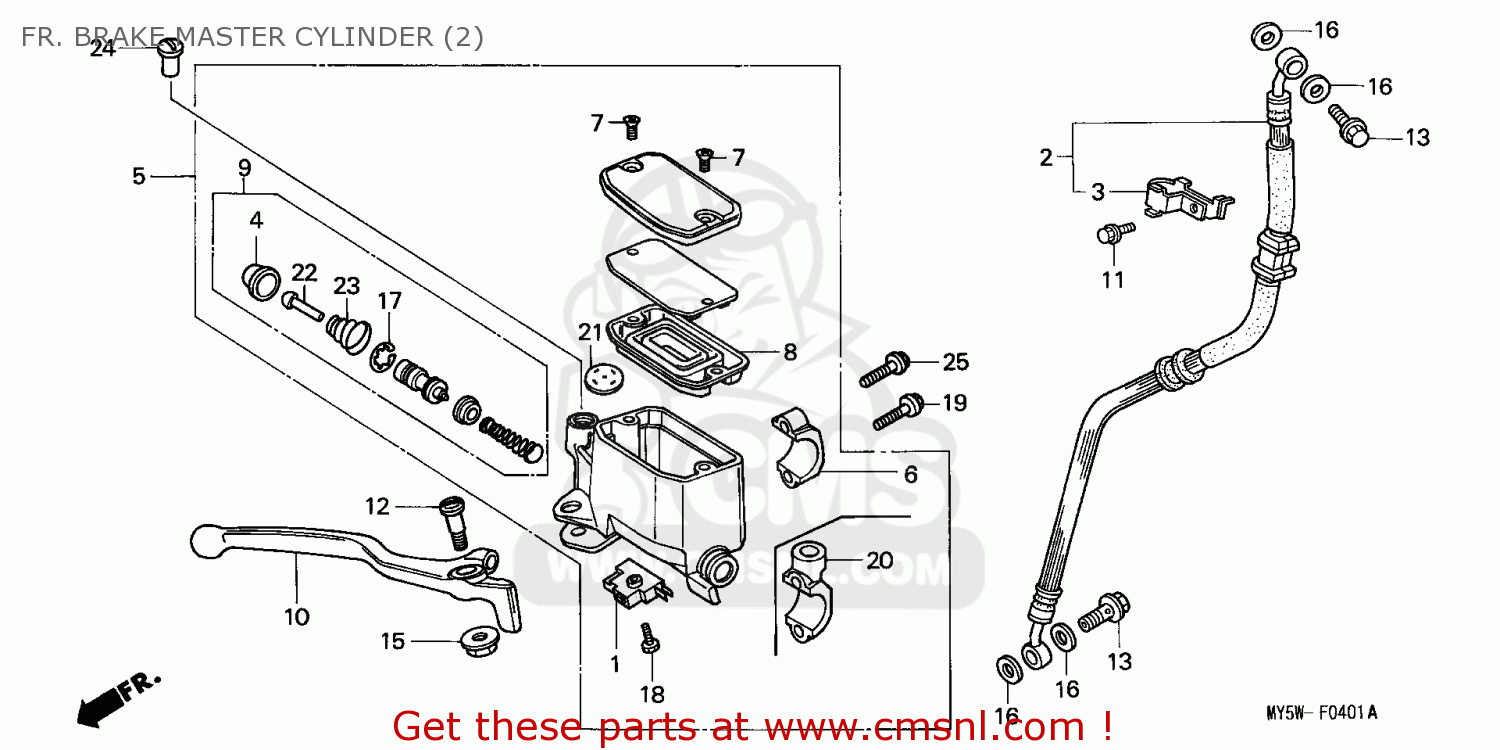 Honda CB500 1997 (V) NORTHERN EUROPE FR. BRAKE MASTER CYLINDER (2 ...