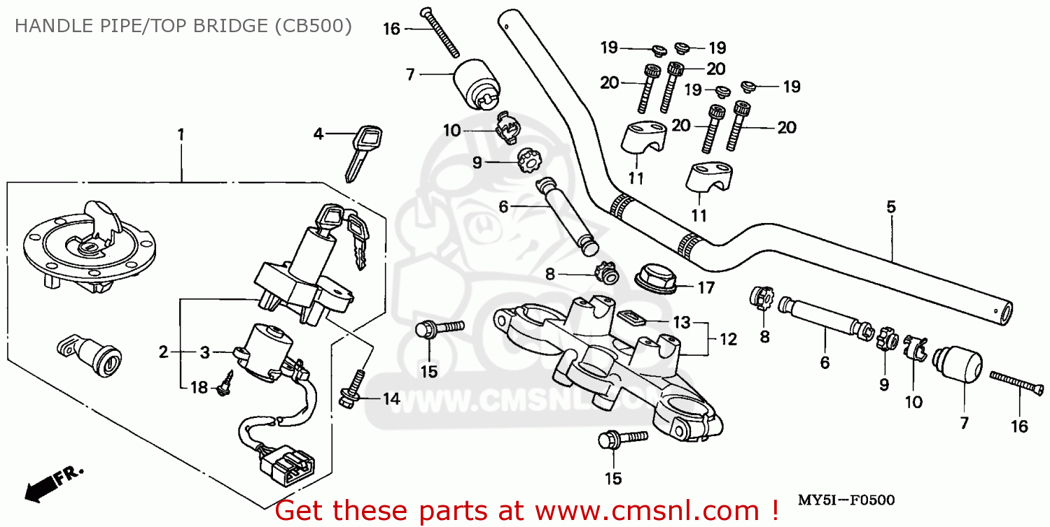 Honda CB500 2002 (2) ENGLAND HANDLE PIPE/TOP BRIDGE (CB500) - buy ...