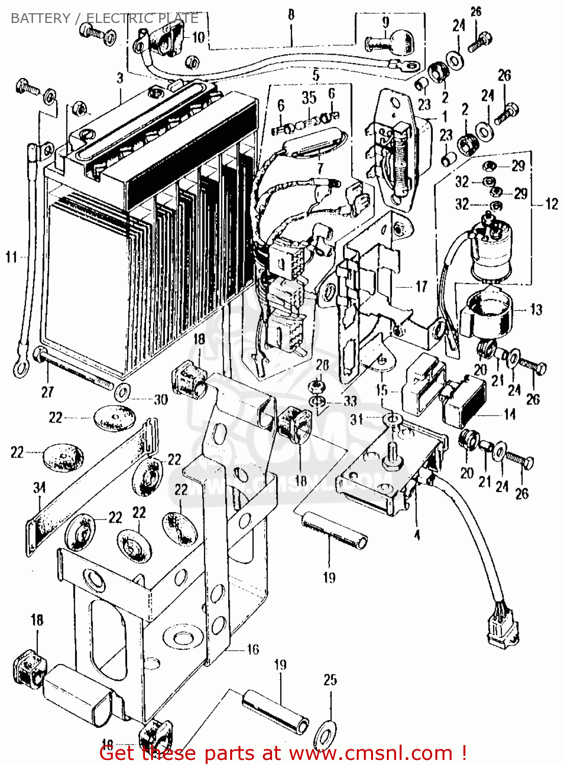 Honda CB500K2 FOUR 1973 USA BATTERY / ELECTRIC PLATE - buy ... 1973 cb500 wiring diagram schematic 