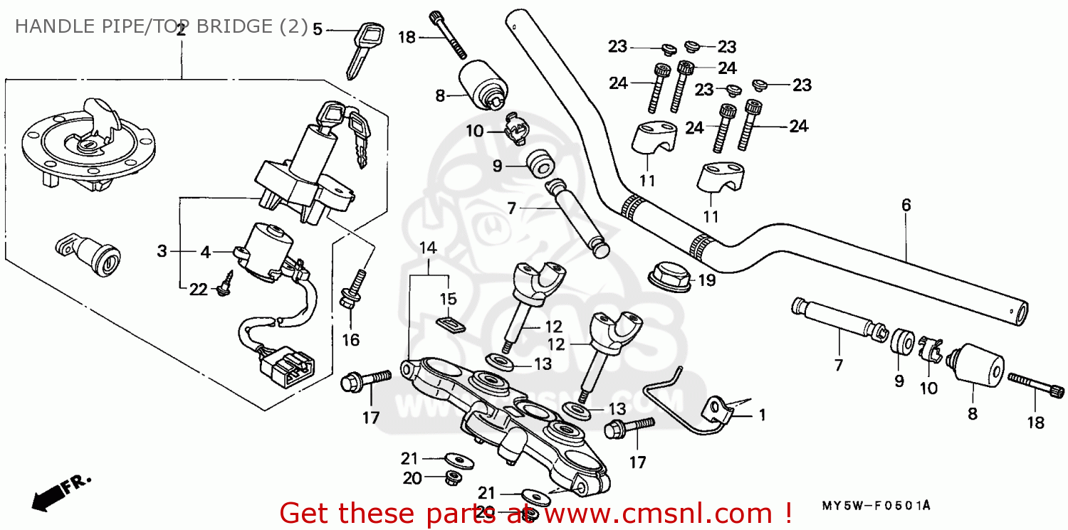 Honda CB500S 1999 (X) GERMANY / 34P HANDLE PIPE/TOP BRIDGE (2) - buy ...