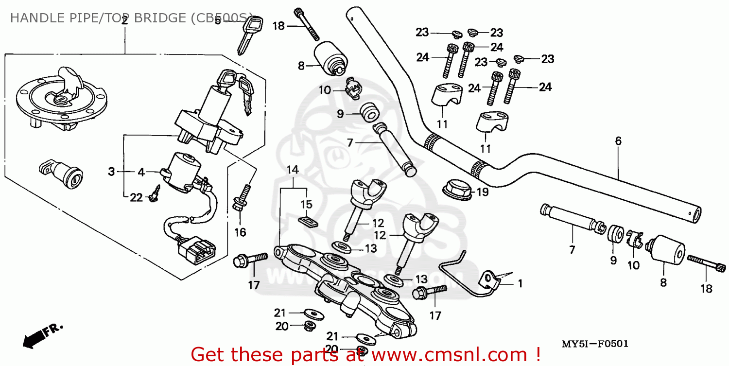 Honda CB500S 2002 (2) FRANCE HANDLE PIPE/TOP BRIDGE (CB500S) - buy ...