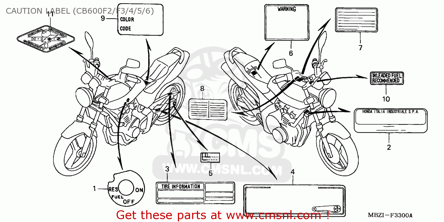 Honda CB600F 2006 (6) ENGLAND CAUTION LABEL (CB600F2/F3/4/5/6