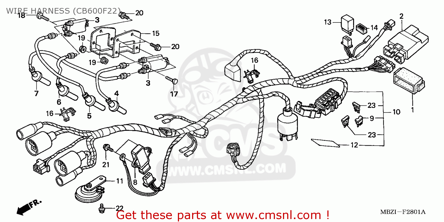 Honda CB600F2 HORNET 2002 (2) FRANCE BCT KPH 34P WIRE HARNESS (CB600F22 ...