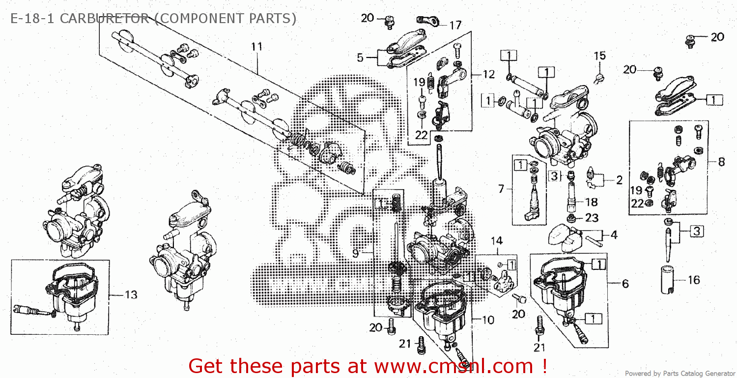 Honda CB650 1980 (A) CANADA E-18-1 CARBURETOR (COMPONENT PARTS) - buy E ...