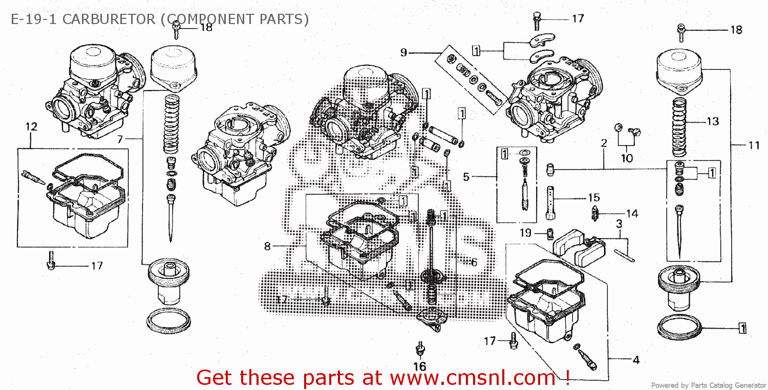 Honda CB650 1981 (B) CANADA E-19-1 CARBURETOR (COMPONENT PARTS) - buy E