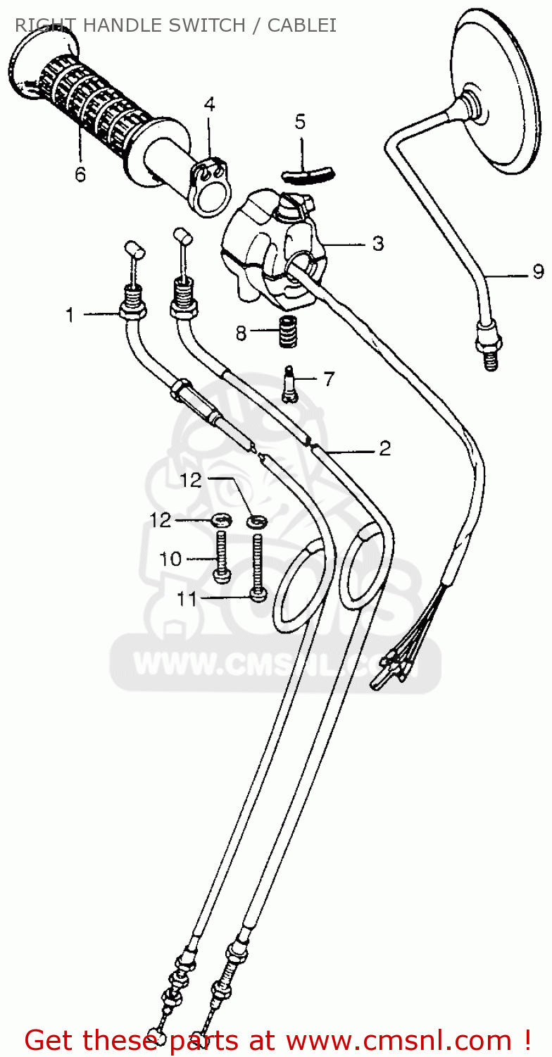 Honda Cb750 Four K4 1974 Usa Right Handle Switch Cablei
