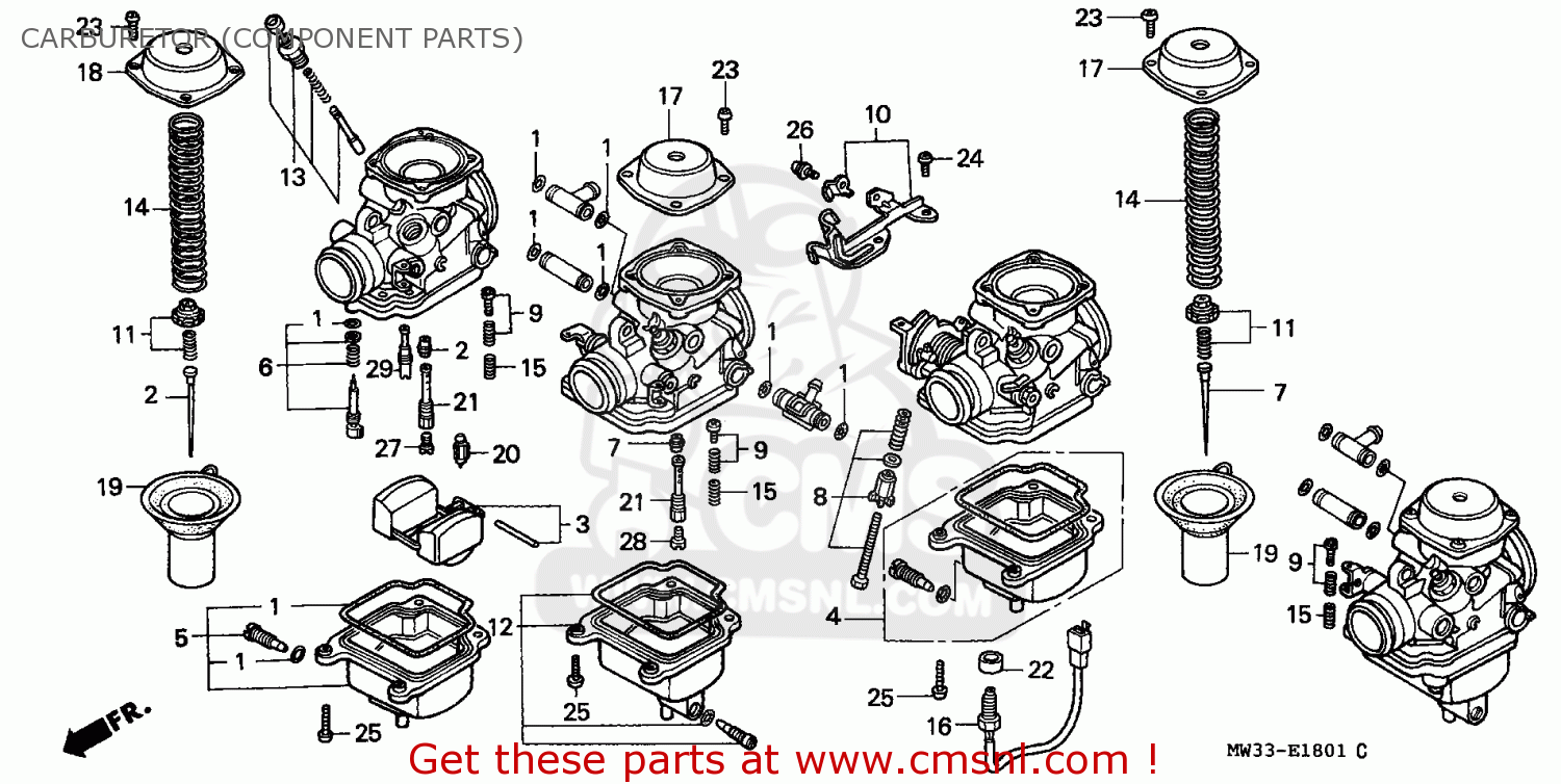 Honda CB750 NIGHTHAWK 1991 (M) CANADA / MKH CARBURETOR (COMPONENT PARTS ...