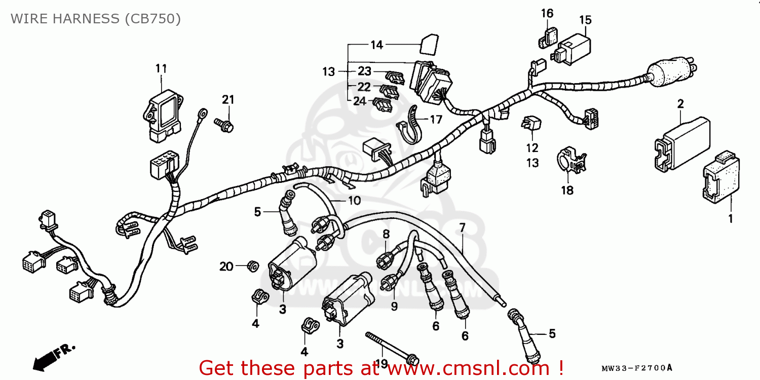 Honda CB750 NIGHTHAWK 1991 (M) CANADA / MKH WIRE HARNESS ... ford tractor ignition coil wiring 