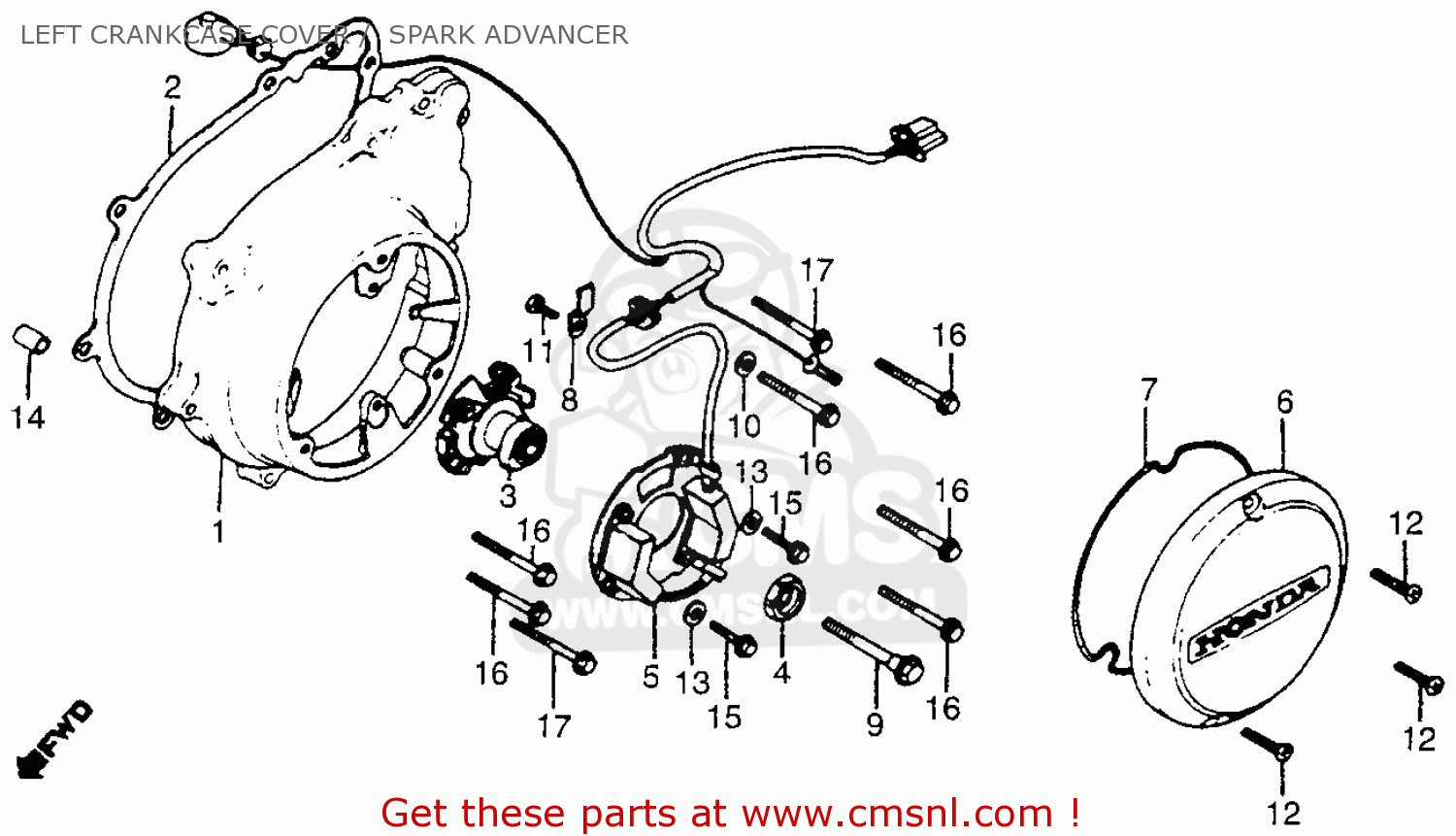 Honda CB750C 750 CUSTOM 1980 (A) USA LEFT CRANKCASE COVER / SPARK