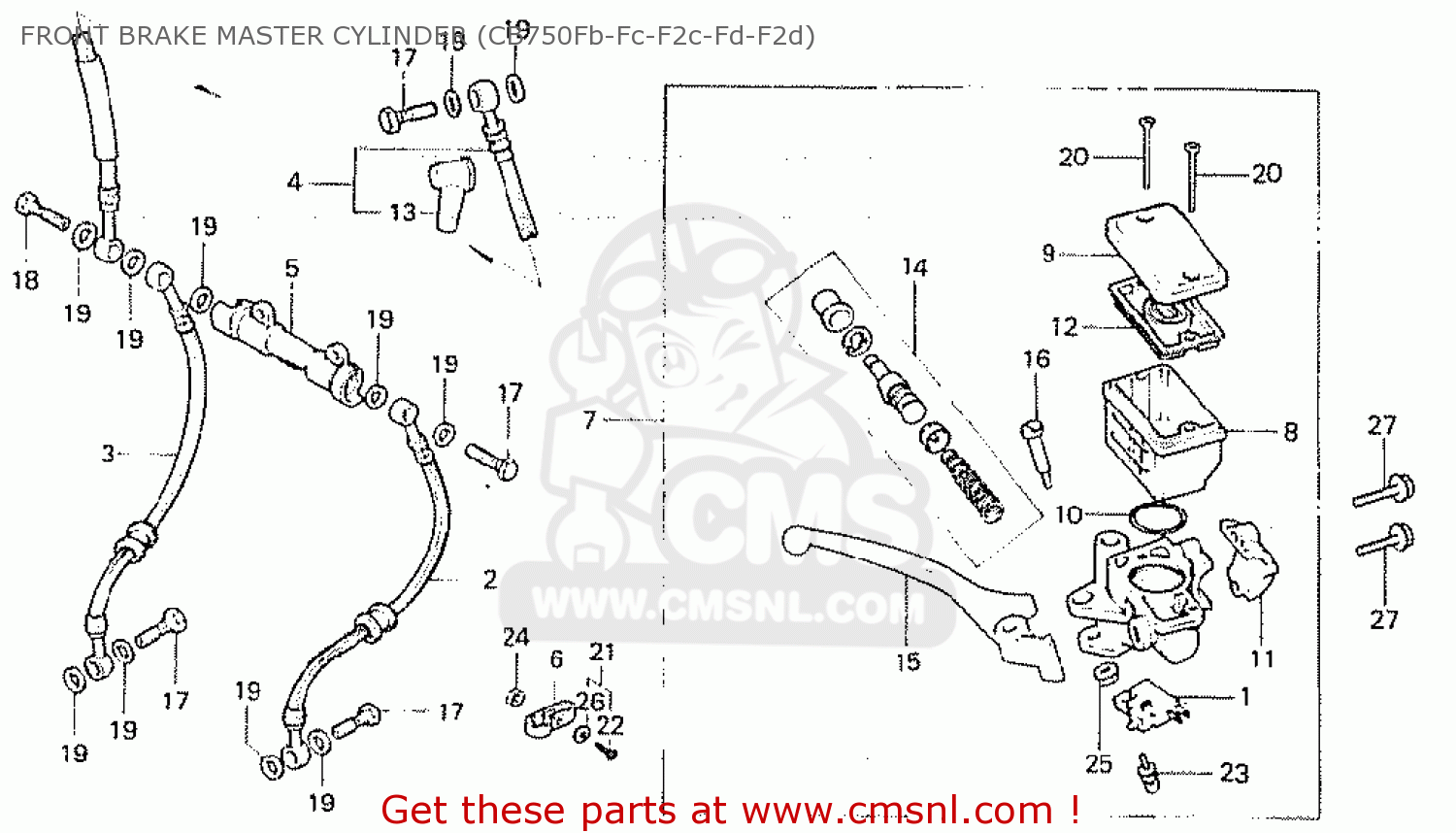 Honda CB750F 1982 (C) CANADA FRONT BRAKE MASTER CYLINDER (CB750Fb-Fc ...