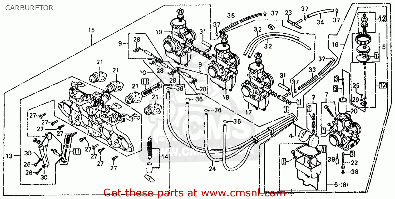 Honda Cb750f 750 Super Sport 1975 Usa Carburetor ... cb750 f1 wiring diagram 