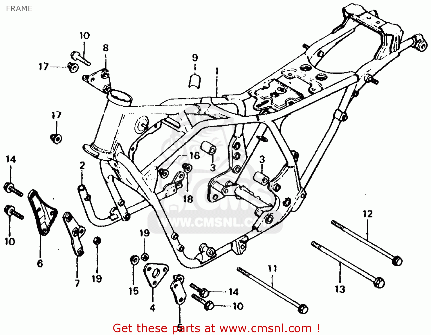 Honda Cb750f 750 Super Sport 1980 Usa Frame - schematic partsfiche