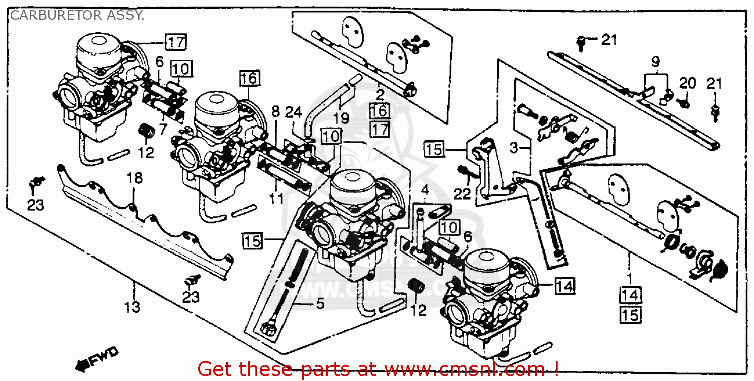 Honda Cb750k 750 Four K 1979 Usa Carburetor Assy. - schematic partsfiche