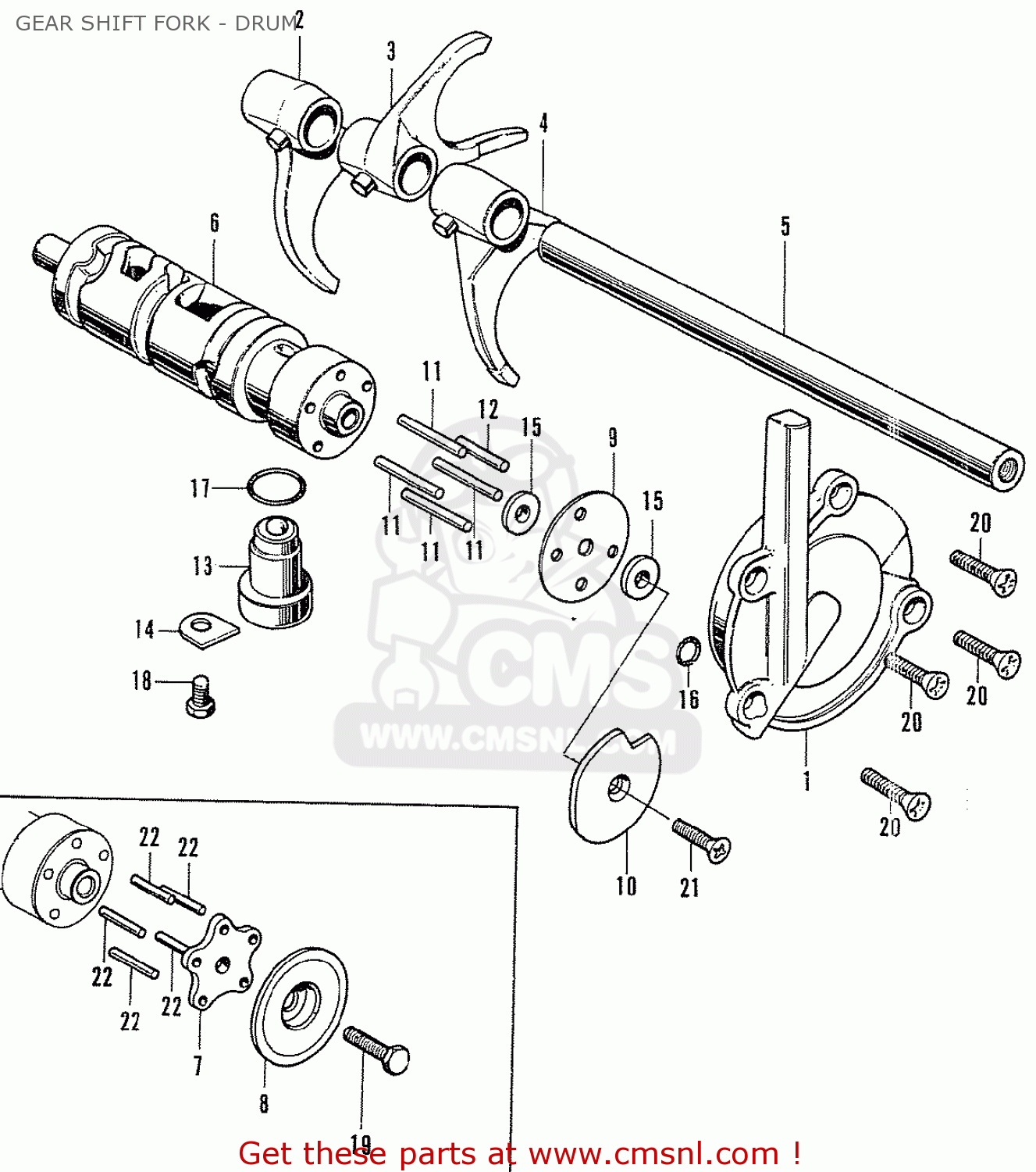 Honda CB750K1 FOUR GENERAL EXPORT GEAR SHIFT FORK - DRUM - buy 
