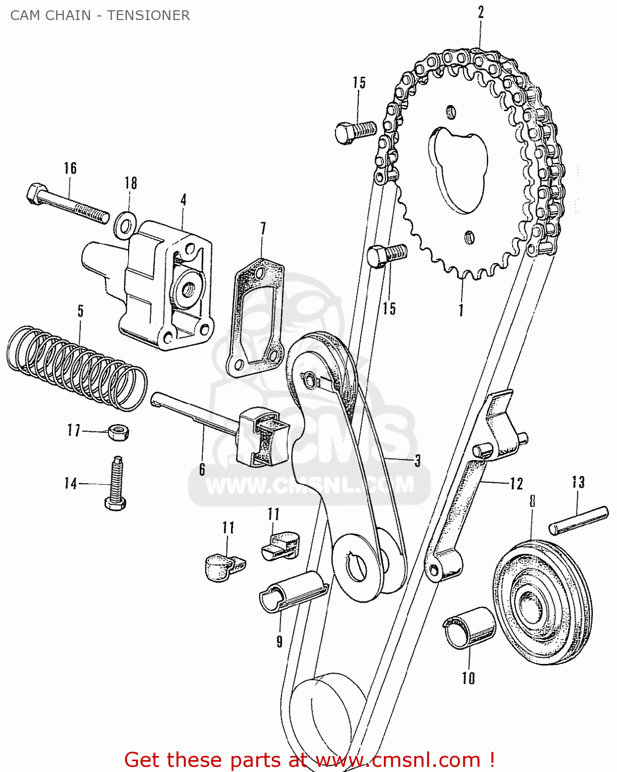 Honda CB750K2 FOUR EUROPEAN DIRECT SALES CAM CHAIN - TENSIONER - buy ...