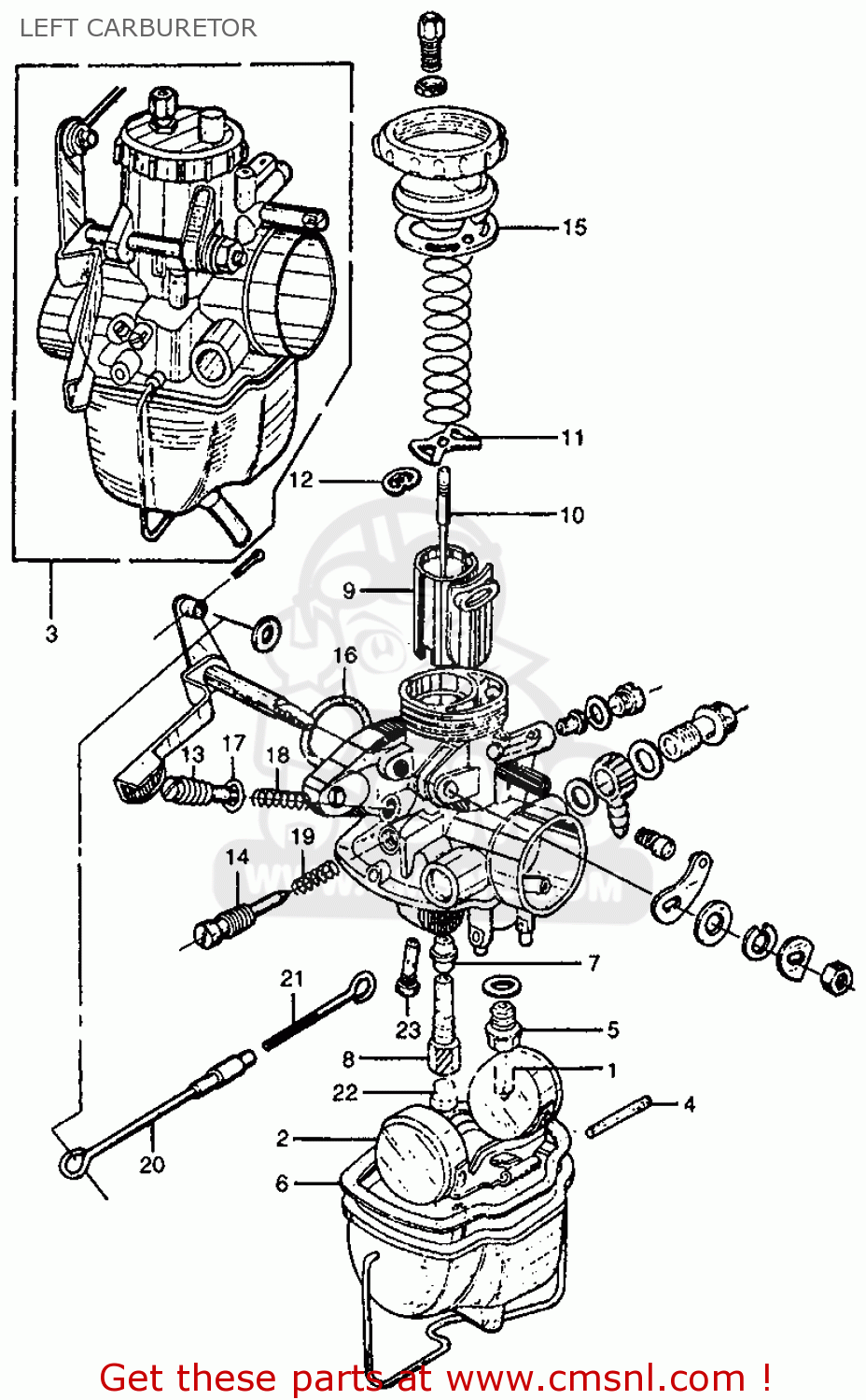 Honda Cb77 Super Hawk 1961 Usa Left Carburetor - schematic partsfiche