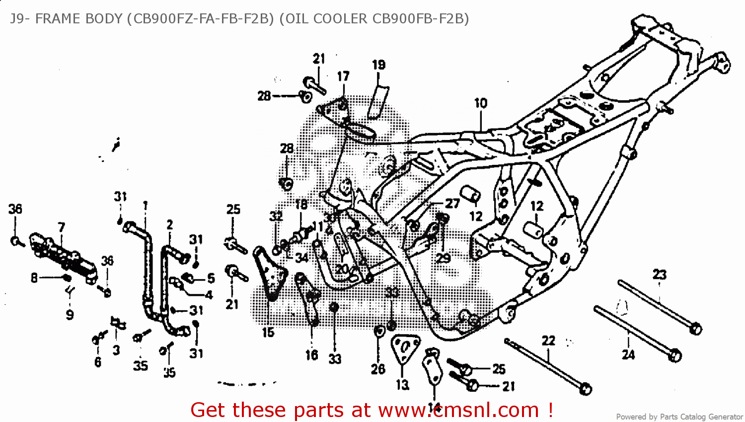 Honda CB900F 1980 (A) J9- FRAME BODY (CB900FZ-FA-FB-F2B) (OIL COOLER ...