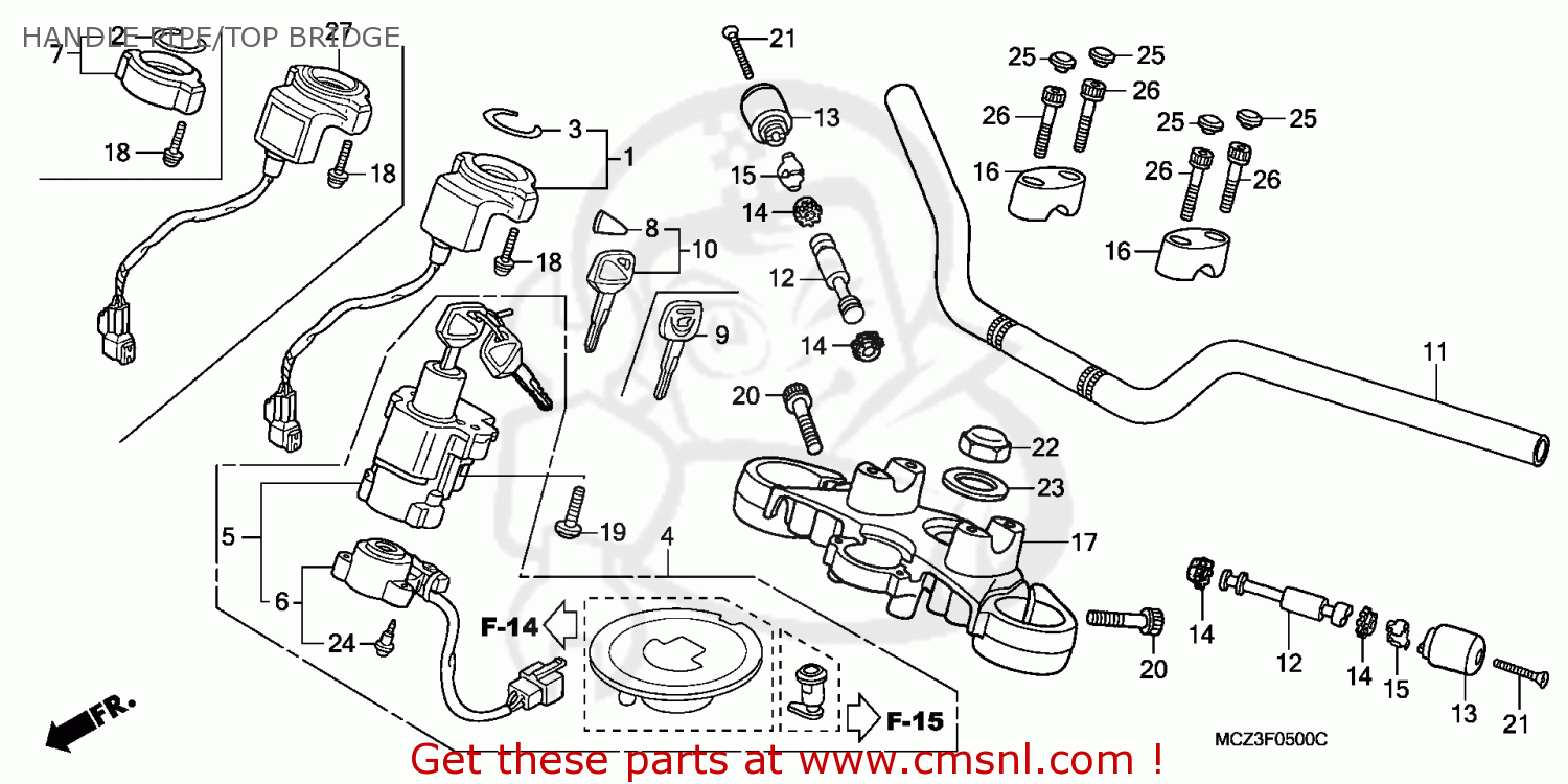 Honda CB900F 2007 (7) ENGLAND HANDLE PIPE/TOP BRIDGE - buy HANDLE PIPE ...