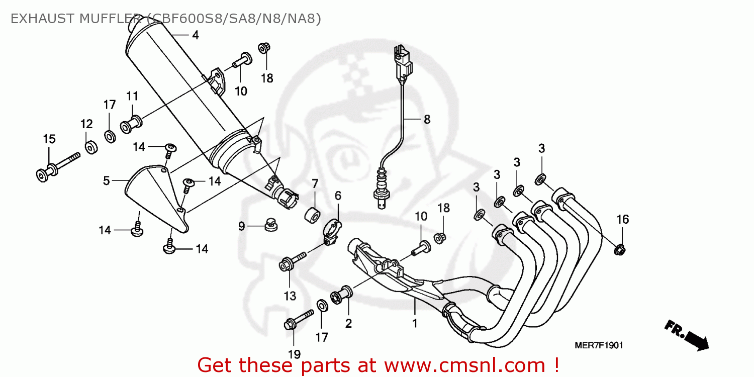 Honda CBF600N 2008 (8) FRANCE / CMF EXHAUST MUFFLER (CBF600S8/SA8/N8 ...