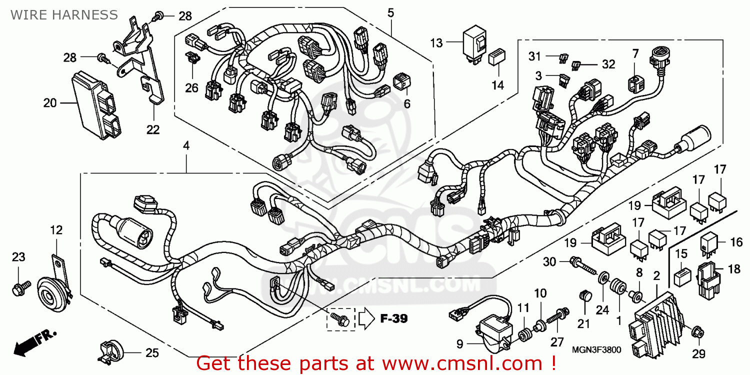 Honda CBF600SA 2010 (A) EUROPEAN DIRECT SALES / ABS BCT WIRE HARNESS ...