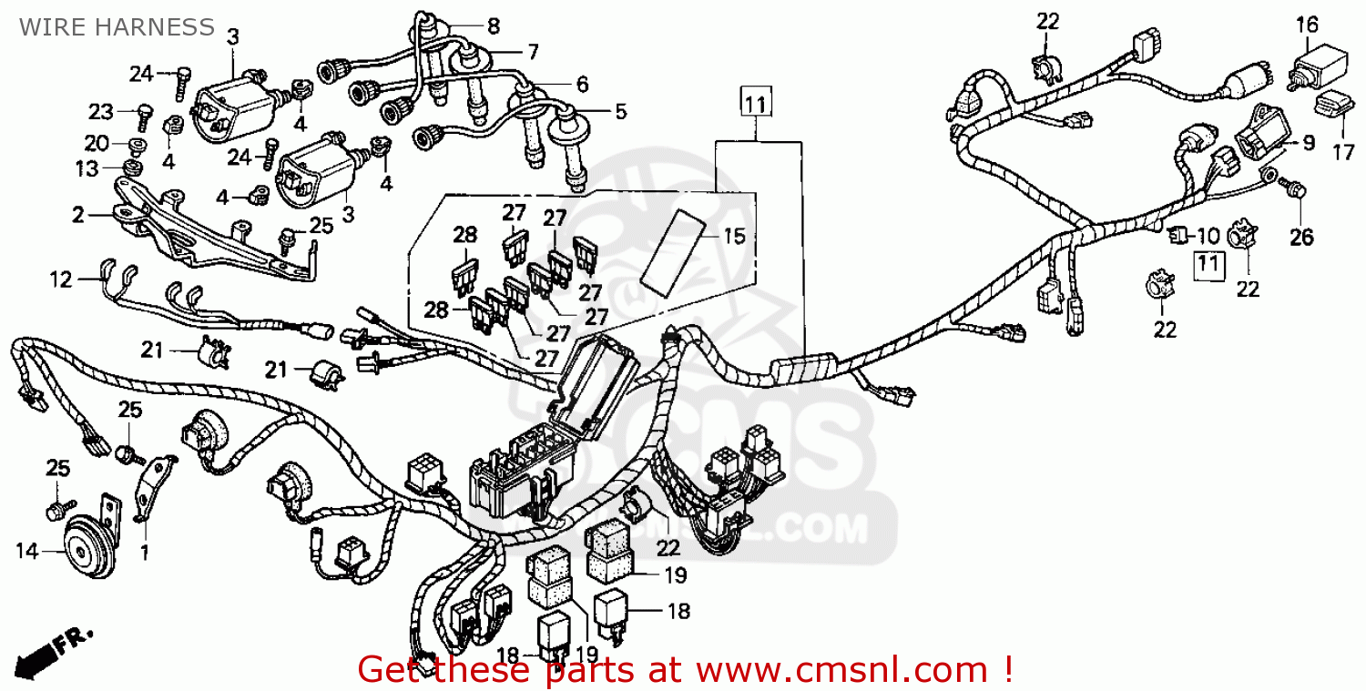 Honda Cbr1000f 1000 Hurricane 1994 Usa Wire Harness ... honda cbr 1000 wiring diagram 