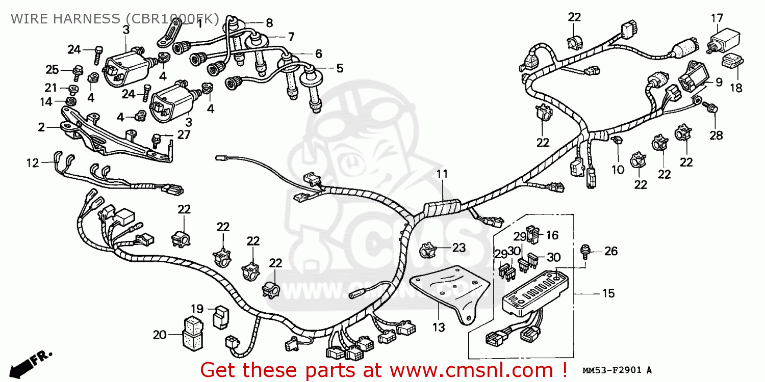 Honda Cbr1000f 1989 (k) Australia   Db Wire Harness (cbr1000fk) - Buy 