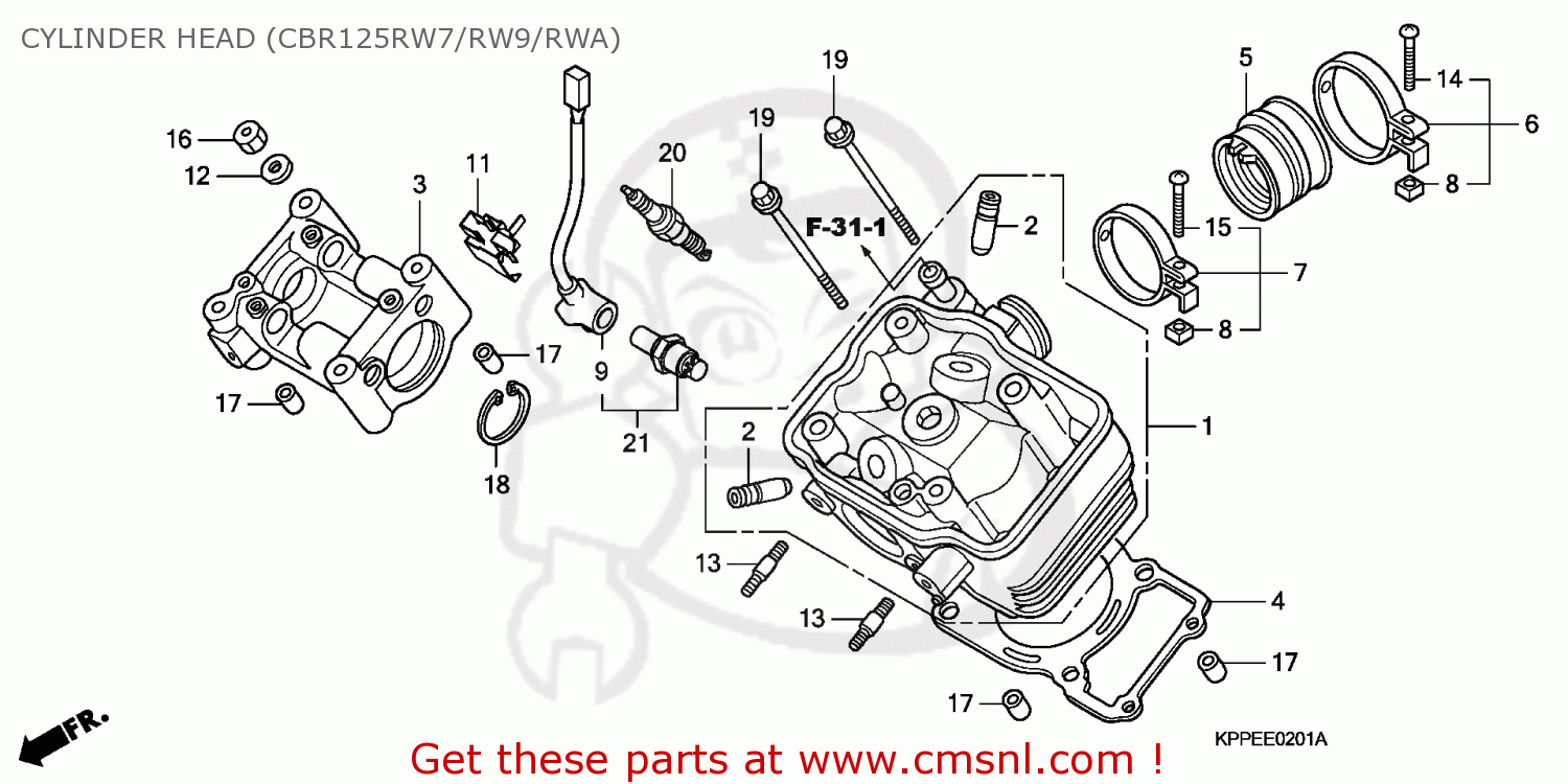 Honda CBR125RW 2007 (7) AUSTRALIA CYLINDER HEAD (CBR125RW7/RW9/RWA ...