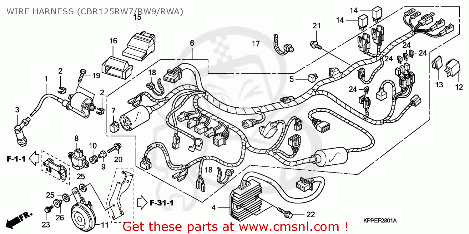 Honda CBR125RW 2010 (A) FRANCE / BLA CMF WIRE HARNESS (CBR125RW7/RW9 ...