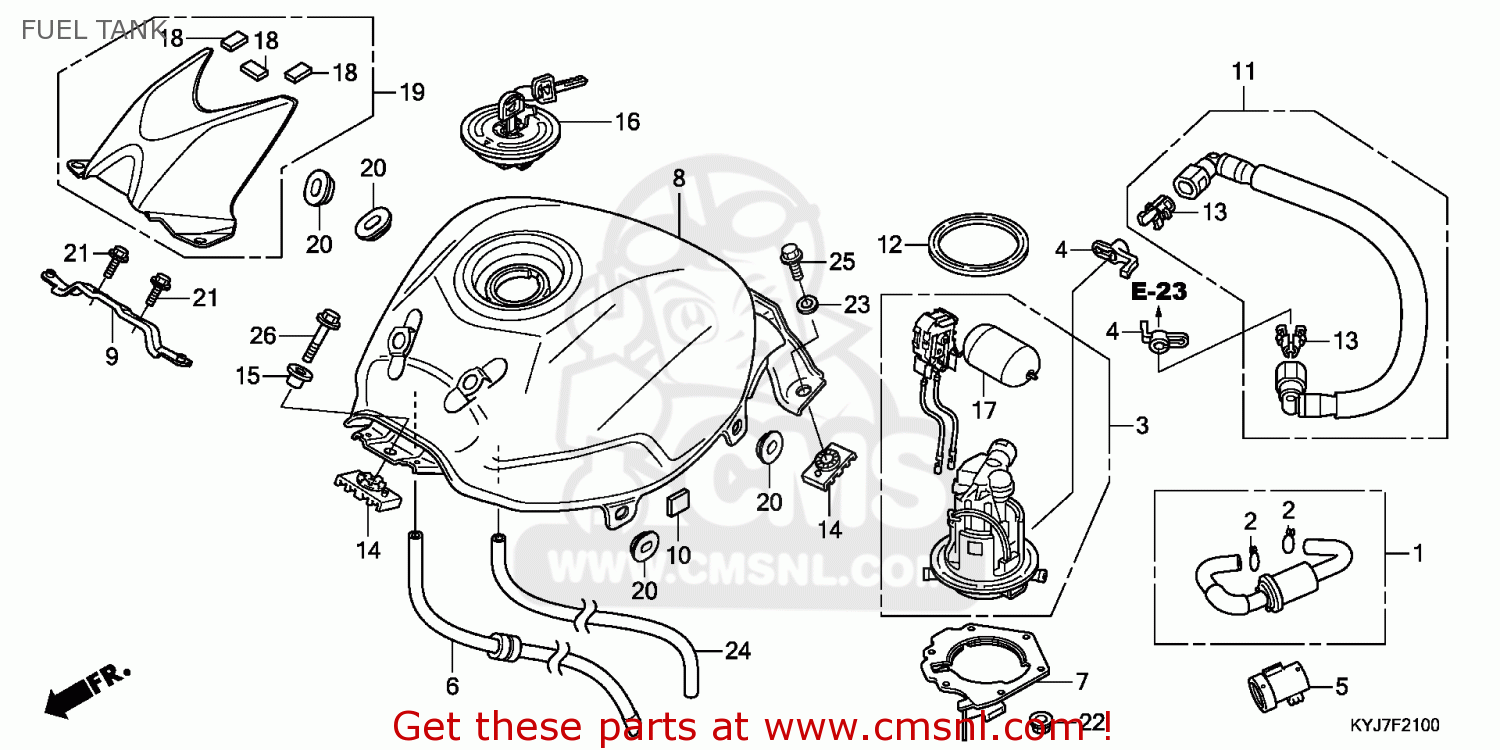 Honda CBR250R 2011 (B) FRANCE / TYPE 3 CMF FUEL TANK buy FUEL TANK spares online