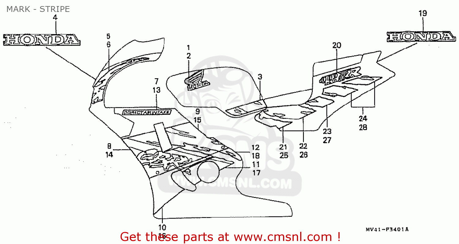 Honda CBR400RR 1992 (N) JAPANESE DOMESTIC / NC29-105 MARK - STRIPE ...