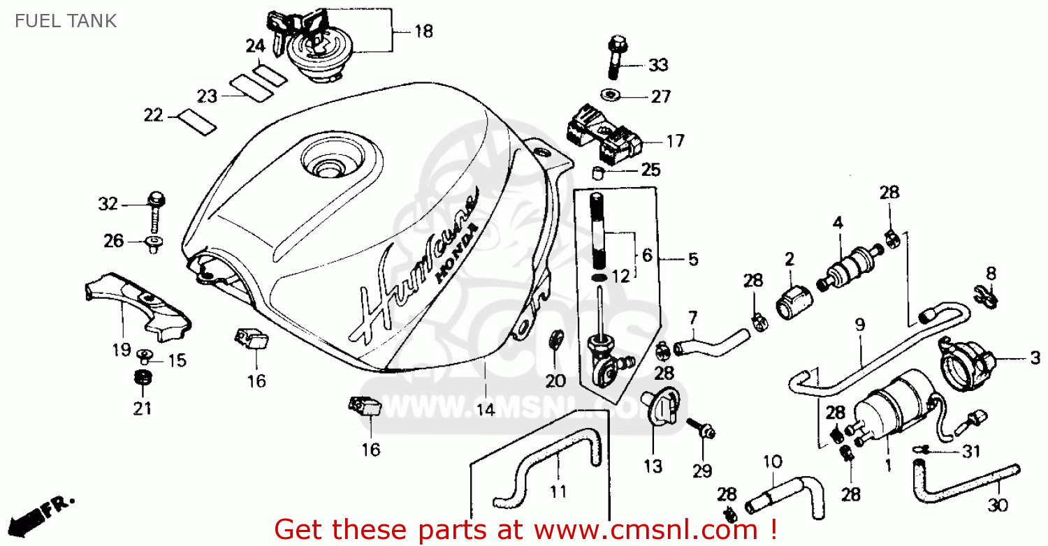 Honda CBR600F HURRICANE 1990 (L) USA FUEL TANK - buy FUEL ... honda fuse box clip 