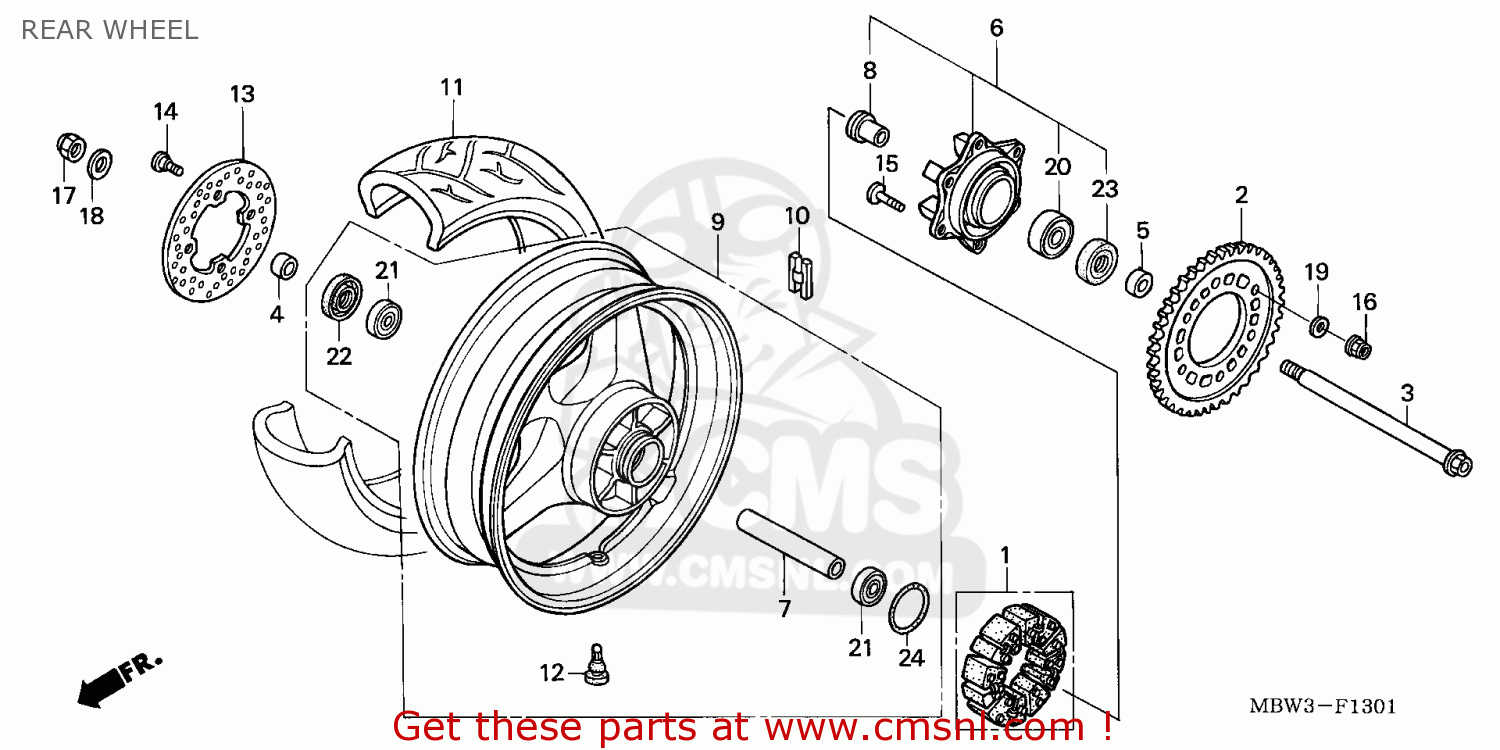 Honda CBR600F HURRICANE 2006 (6) ENGLAND REAR WHEEL - buy REAR WHEEL ...