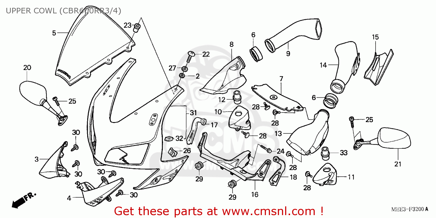 Honda CBR600RR 2003 (3) GERMANY UPPER COWL (CBR600RR3/4) - buy UPPER
