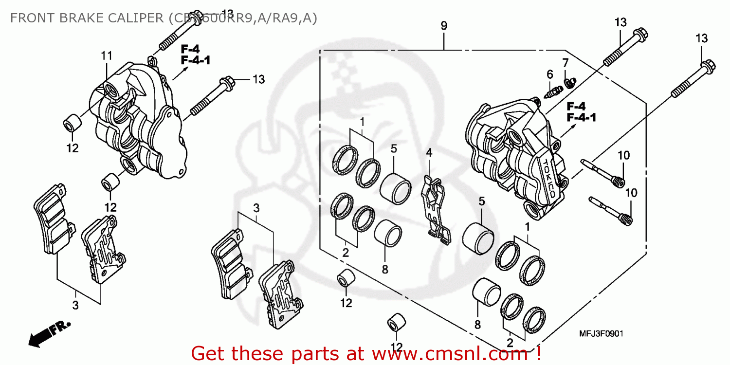 Honda CBR600RR 2010 (A) EUROPEAN DIRECT SALES FRONT BRAKE CALIPER ...