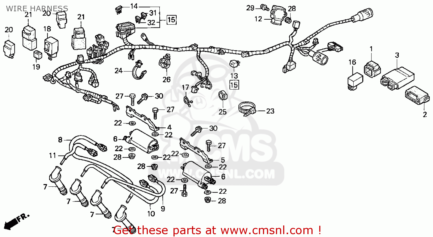Honda Cbr900rr Cbr 1993 Usa Wire Harness - schematic ... 1999 cbr 600 wiring schematic 