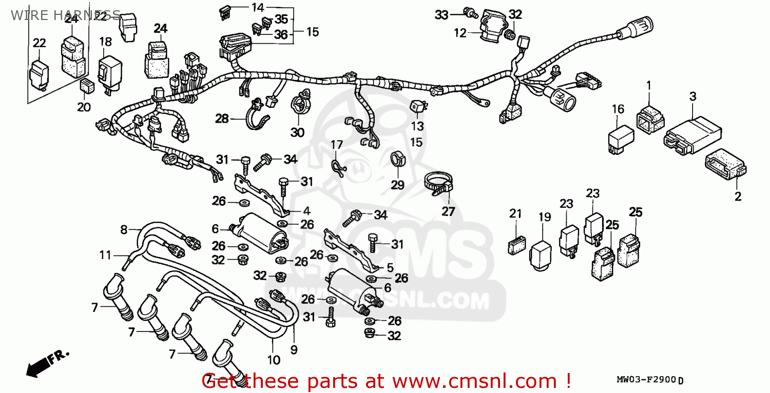 Honda CBR900RR FIREBLADE 1992 (N) ITALY WIRE HARNESS - buy WIRE HARNESS ...